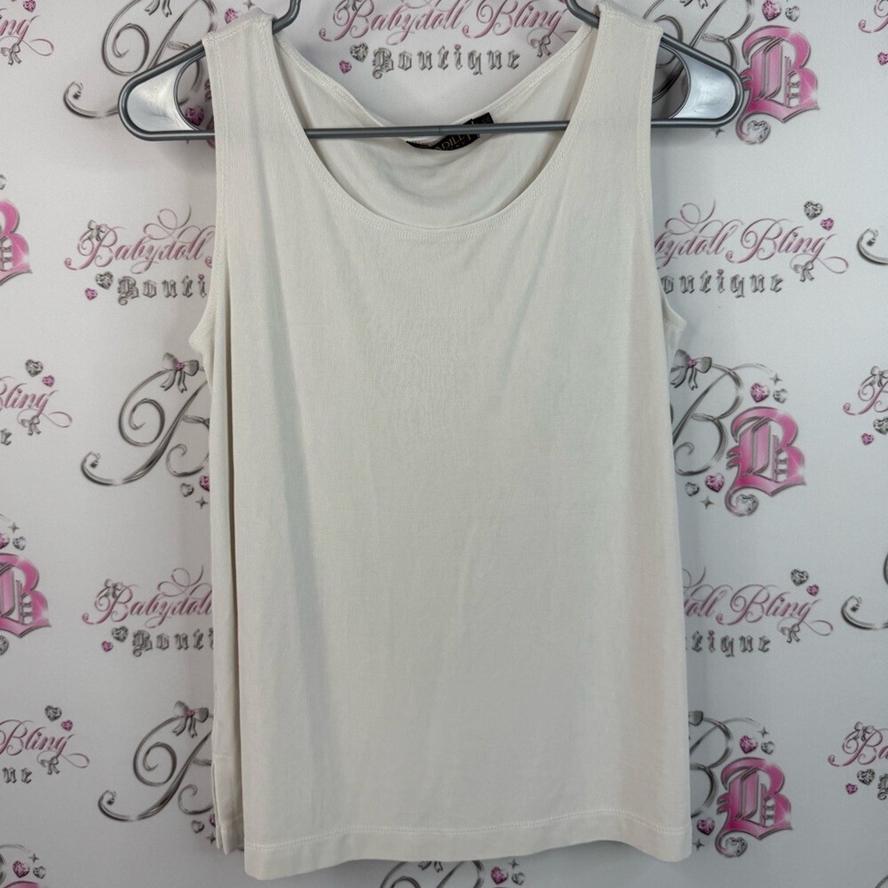 Picadilly tank top white cream stretchy soft shirt Fashion Cream Tank Top